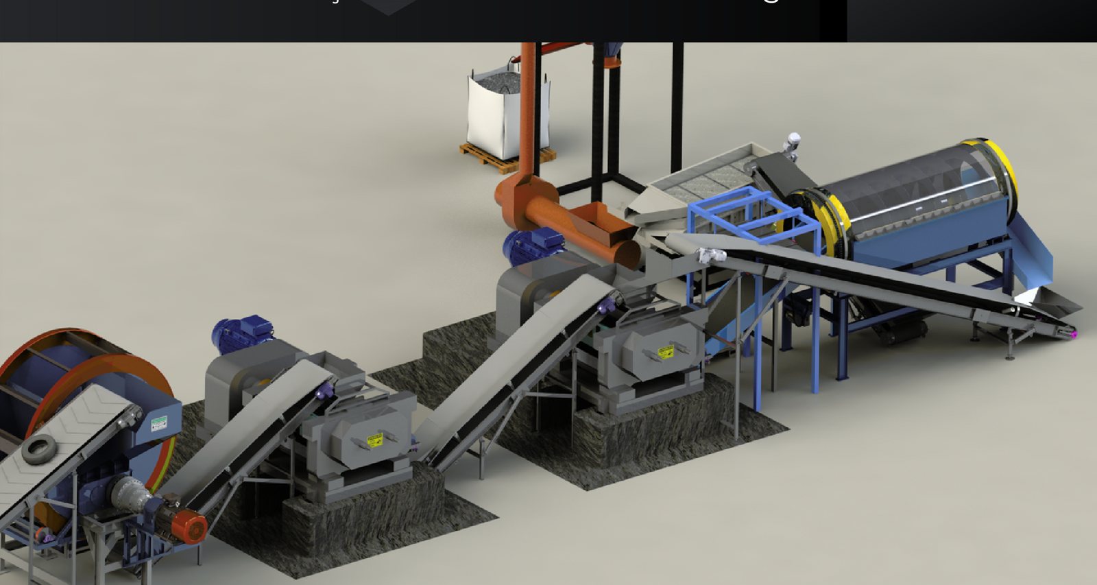 Linha industrial Xbihller para processamento de pneus
